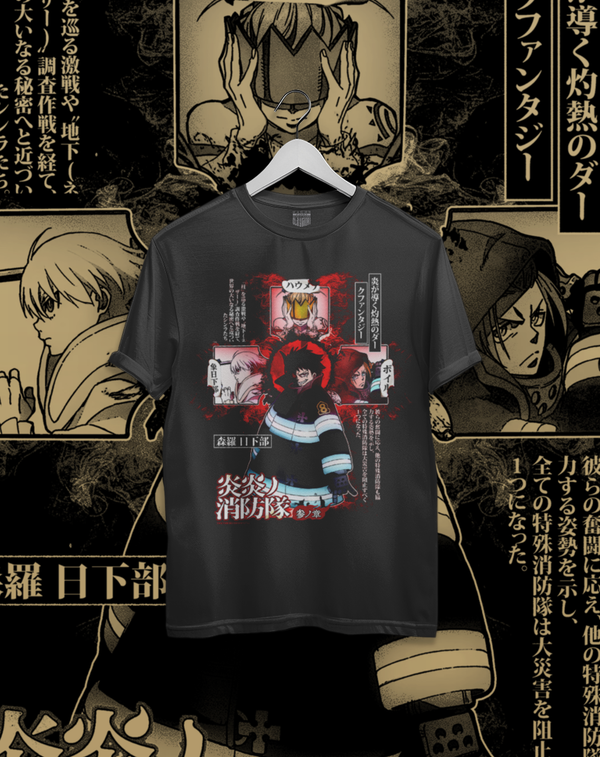 Polera Fire Force - Shinra Kusakabe Cruz de Fuego