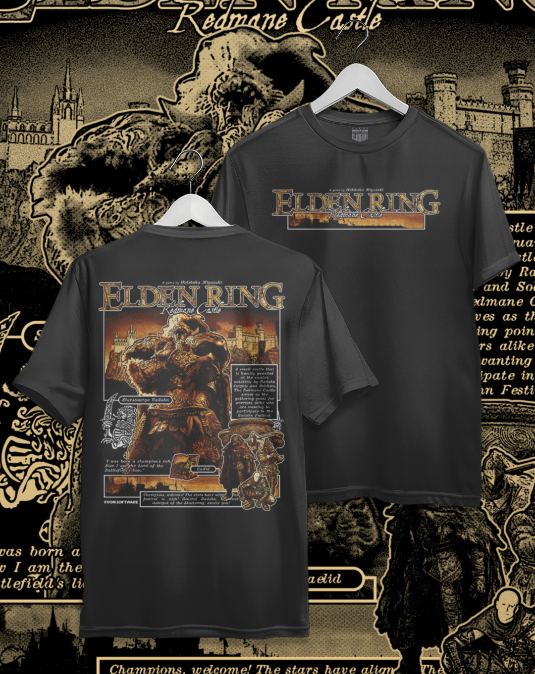 Polera Elden Ring - Radahn Redmane Castle | Frente y Espalda