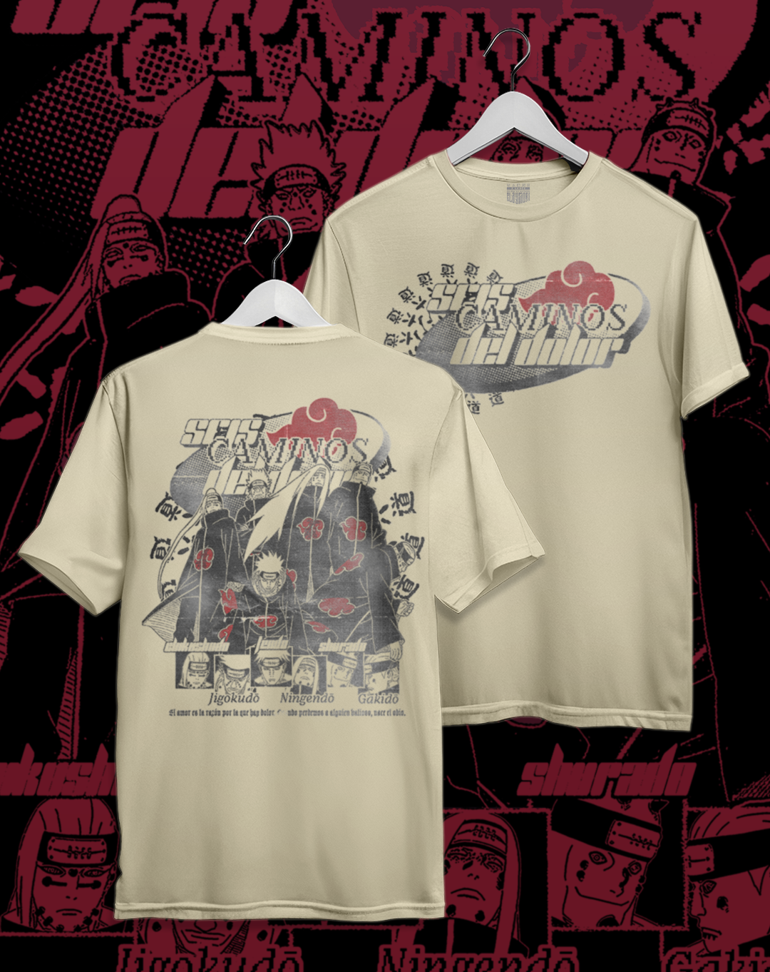 Polera Naruto - Seis Caminos del Dolor | Frente y Espalda