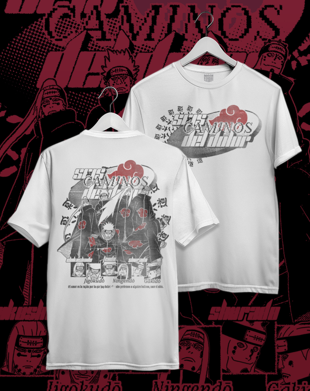 Polera Naruto - Seis Caminos del Dolor | Frente y Espalda