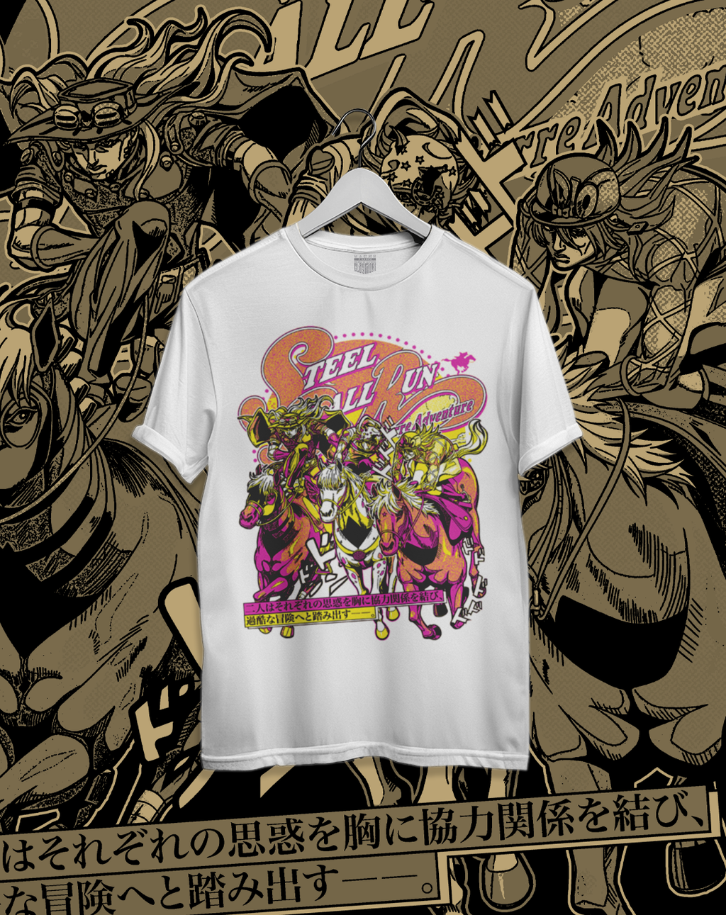 Polera JOJO Steel Ball Run - Carrera de Jinetes