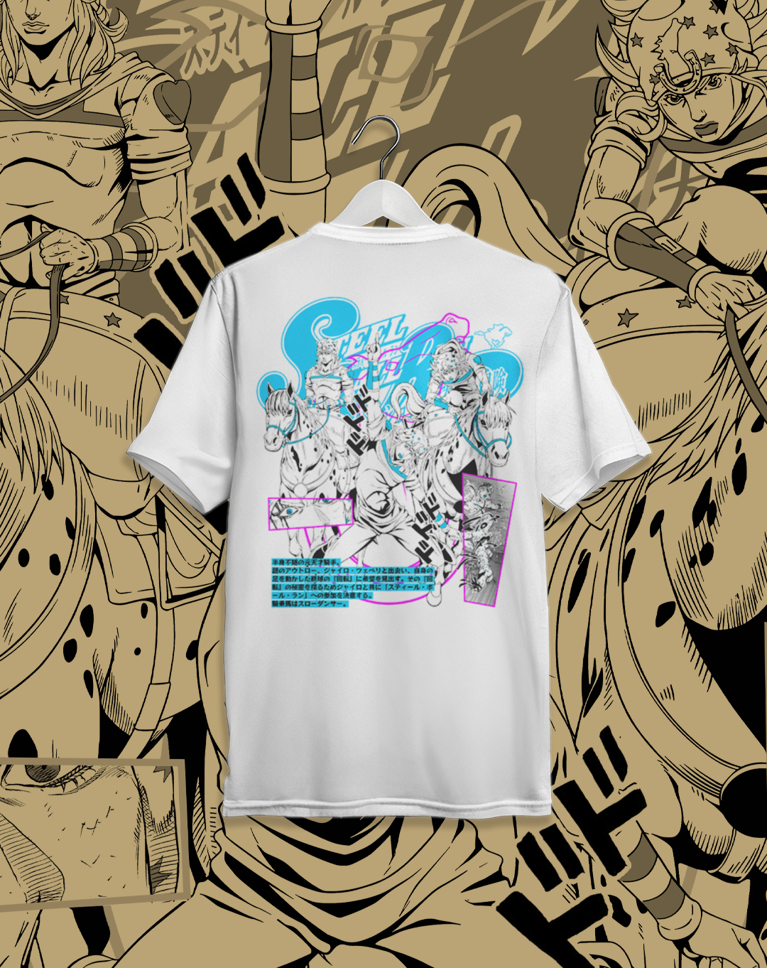 Polera JOJO Steel Ball Run - SBR Johnny Joestar Frente Espalda