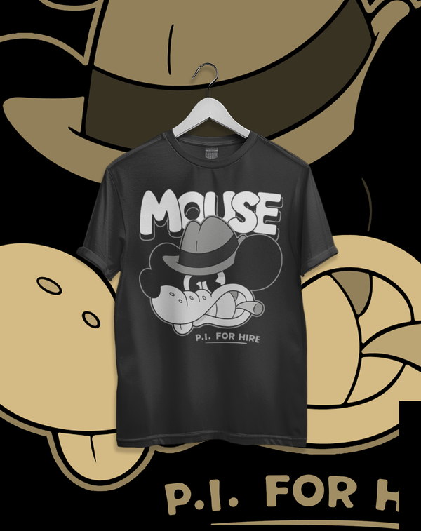 Polera Mouse P.I. for Hire - Detective Jack Pepper | Frente y Espalda