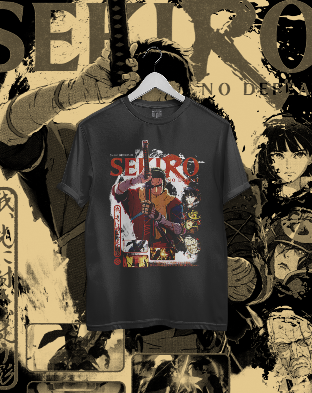 Polera negra Sekiro No Defeat - Sekiro Anime – estampado frontal