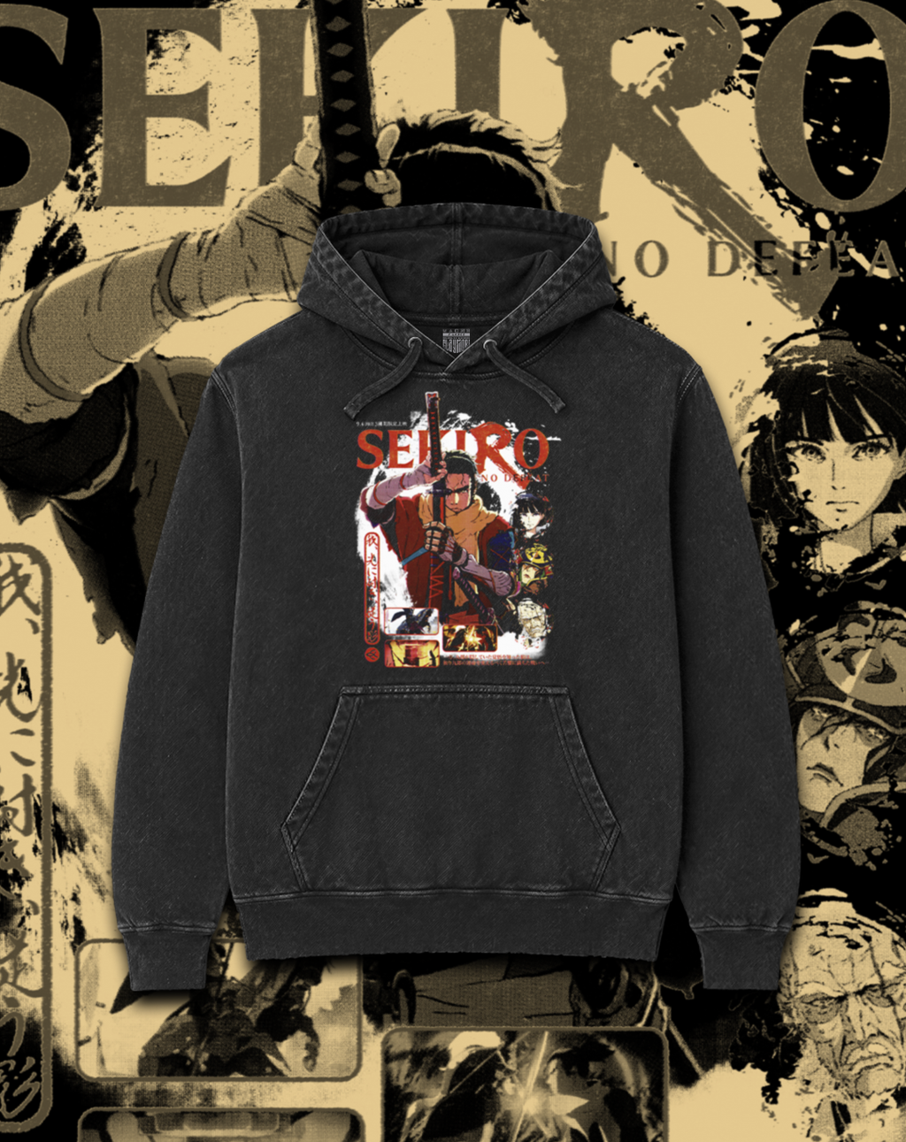 Polerón negro Sekiro No Defeat - Sekiro Anime – estampado frontal