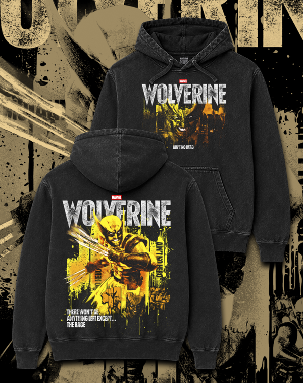 Polerón negro Marvel's Wolverine - Wolverine Ain't No Hero – estampado frontal y en la espalda