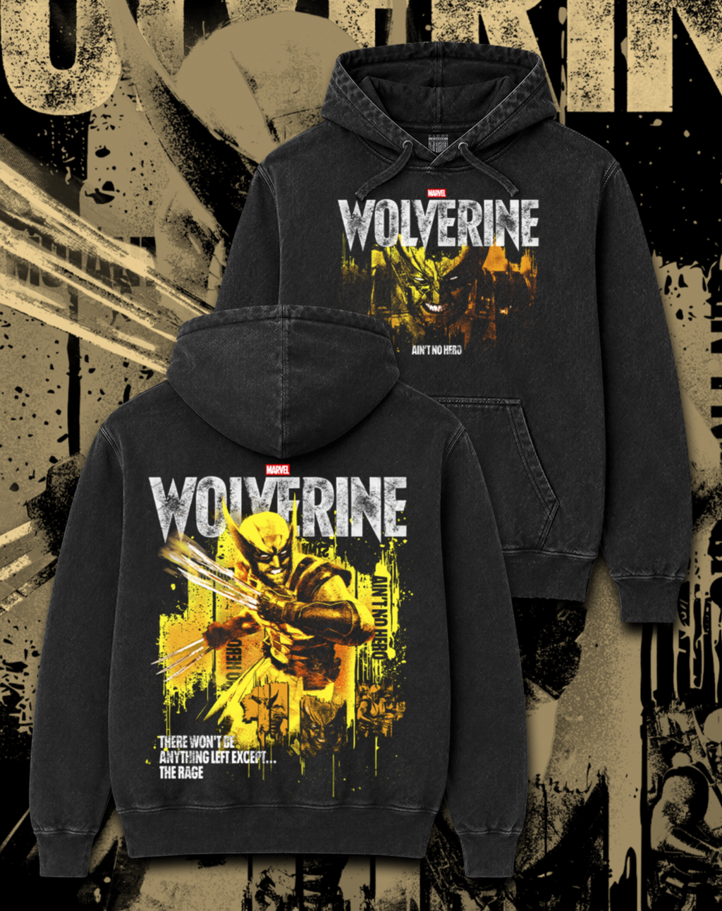 Polerón negro Marvel's Wolverine - Wolverine Ain't No Hero – estampado frontal y en la espalda