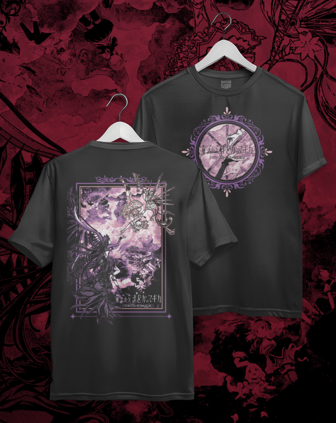 Polera negra Puella Magi Madoka Magica - Walpurgisnacht Rising – estampado frontal y en la espalda