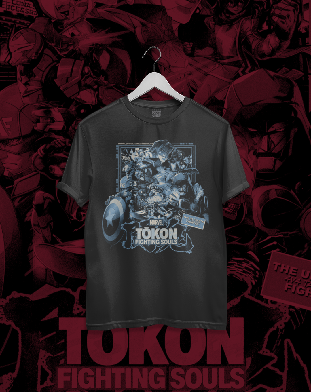 Polera negra MARVEL Tokon Fighting Souls - Marvel Tokon – estampado frontal