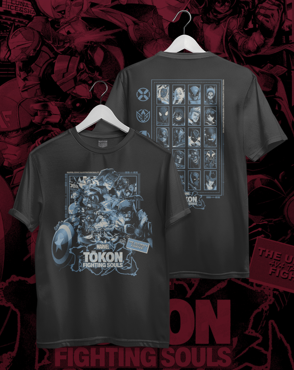 Polera negra MARVEL Tokon Fighting Souls - Marvel Tokon – estampado frontal y en la espalda