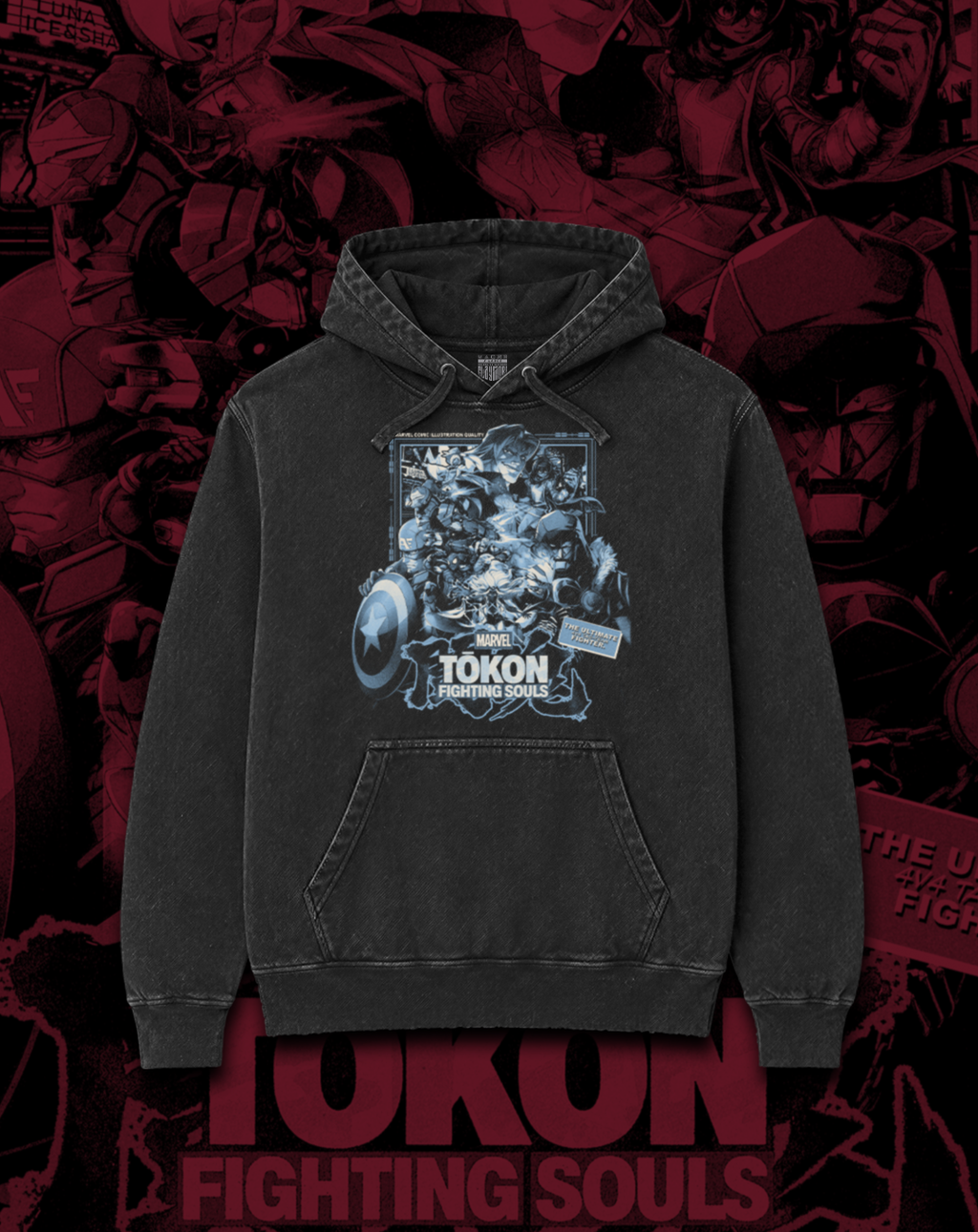 Polerón negro MARVEL Tokon Fighting Souls - Marvel Tokon – estampado frontal