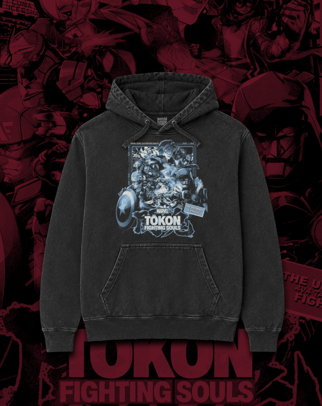 Polerón negro MARVEL Tokon Fighting Souls - Marvel Tokon – estampado frontal