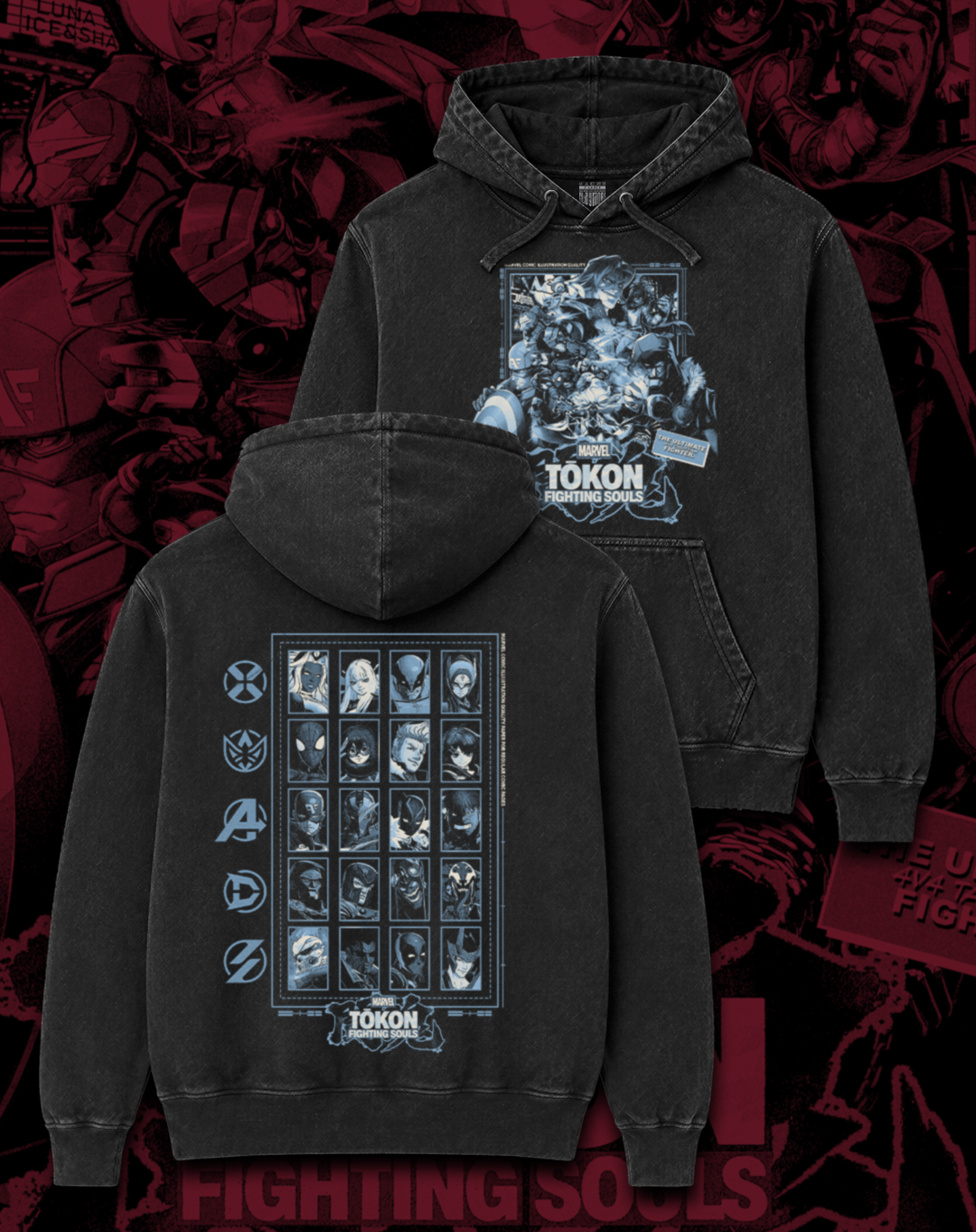 Polerón negro MARVEL Tokon Fighting Souls - Marvel Tokon – estampado frontal y en la espalda